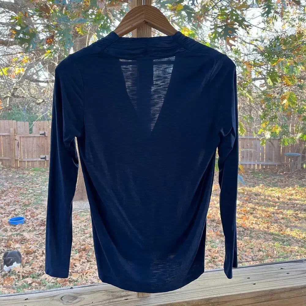 Anthropologie Dolan Women's Blue Wrap Front Top Size XS - Picture 2 of 8